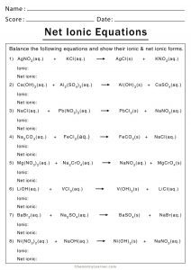 Net Ionic Equation Worksheets - Free Printable