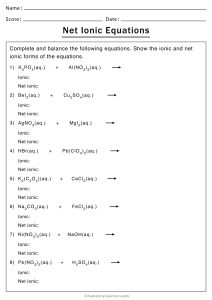 Net Ionic Equation Worksheets - Free Printable